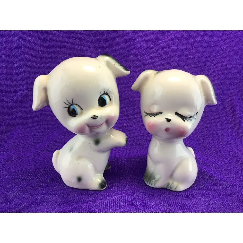 Anthropomorphic Puppy Dog Salt & Pepper Shakers Dalmatian Puppy Salt and Pepper